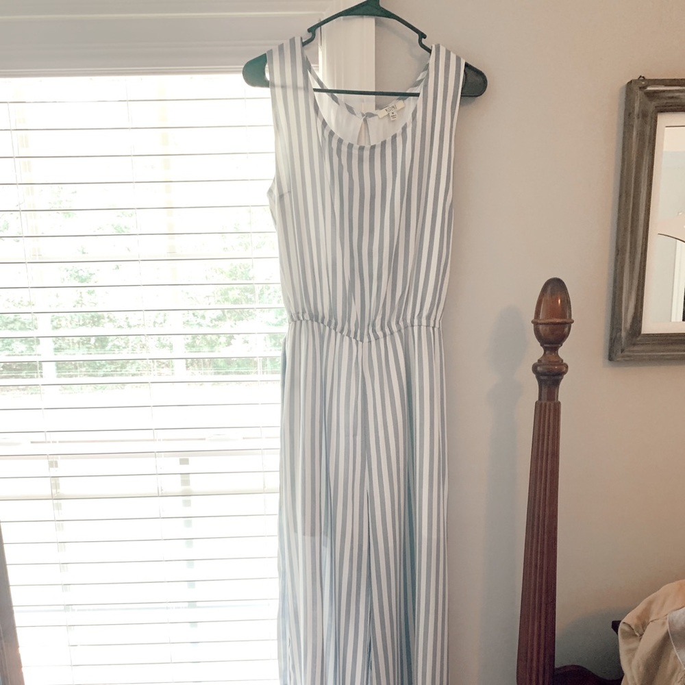 Blue and White Striped Jumpsuit
